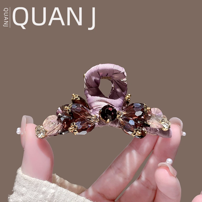 2025新款高级感紫色水晶抓夹女气质后脑勺半扎鲨鱼夹公主头发饰