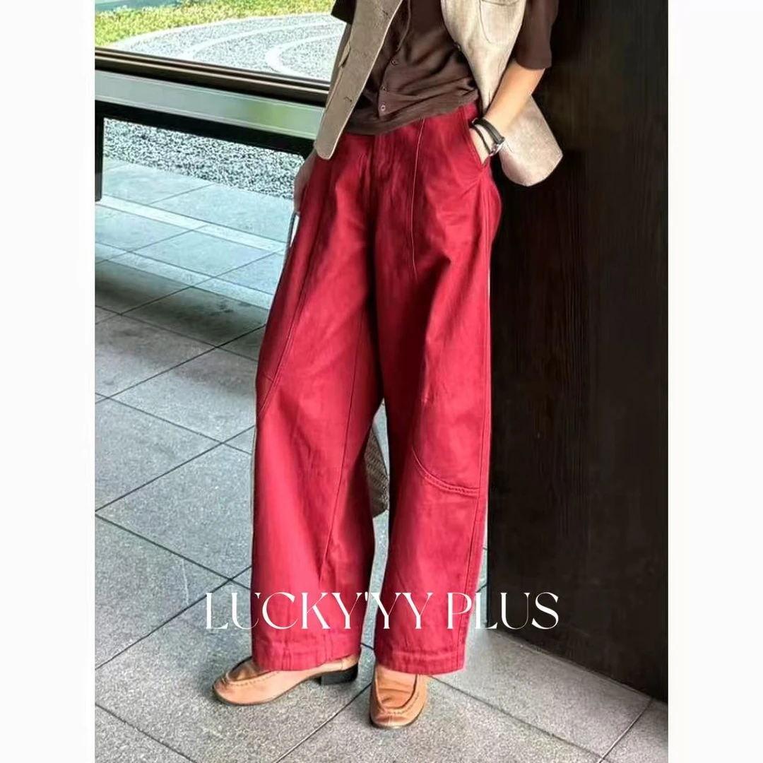 LUCKYYY 高品定满分澳洲棉立体剪裁廓形弯刀裤 B2072