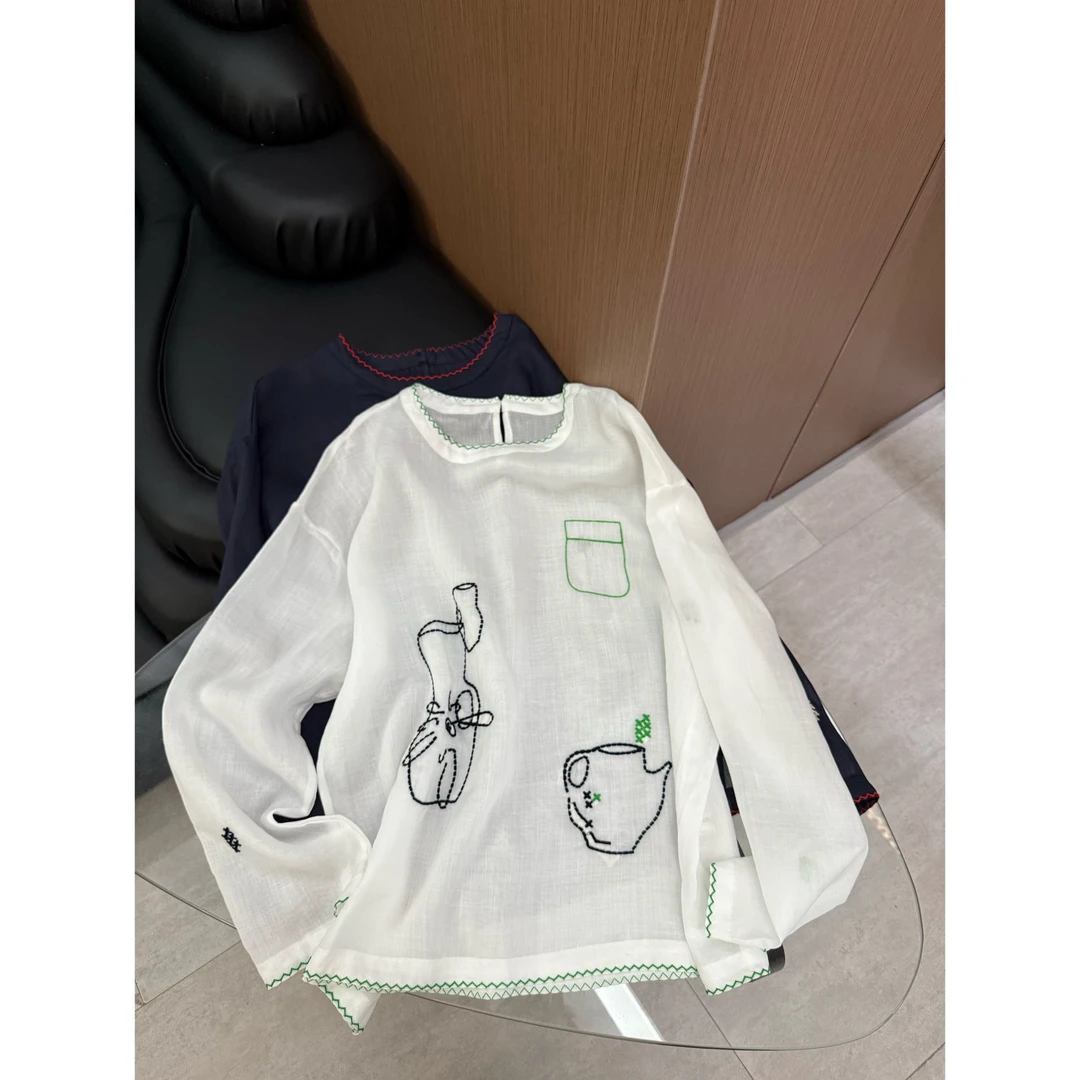 2025春款新品【极简天丝苎麻刺绣防晒上衣】