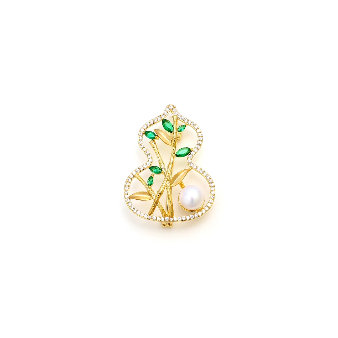 Tender Jinger 铜合金胸针 拼色新款竹节葫芦胸针轻奢高级感