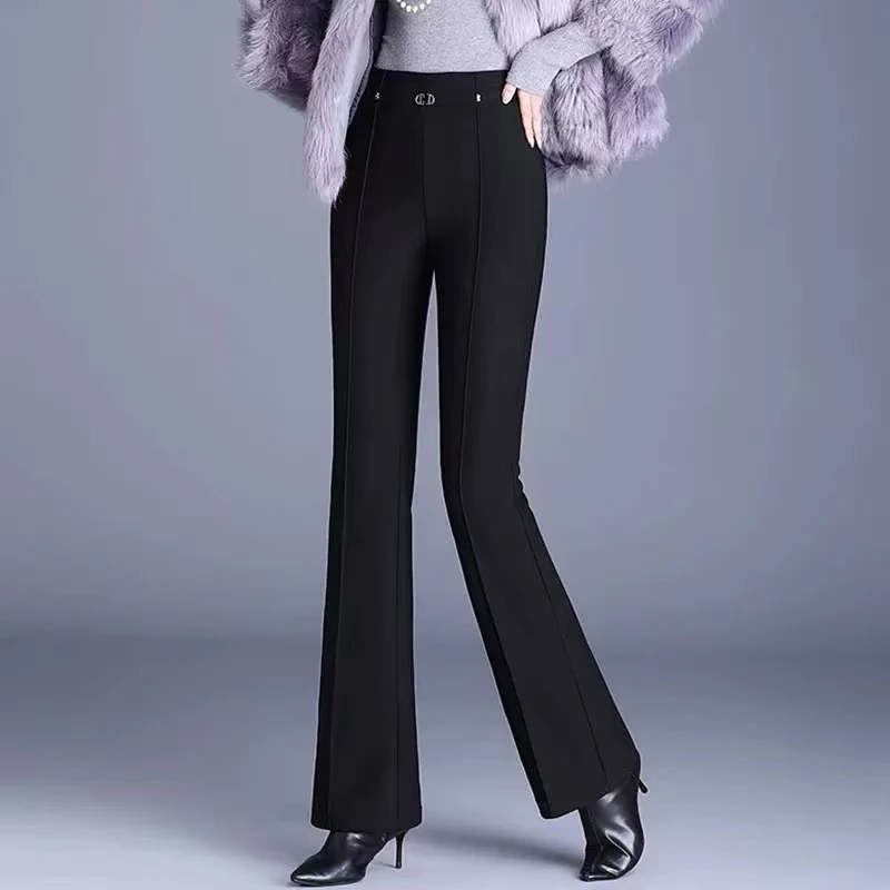 2858#【长97】2024新款时尚气质微喇磨毛加厚休闲裤