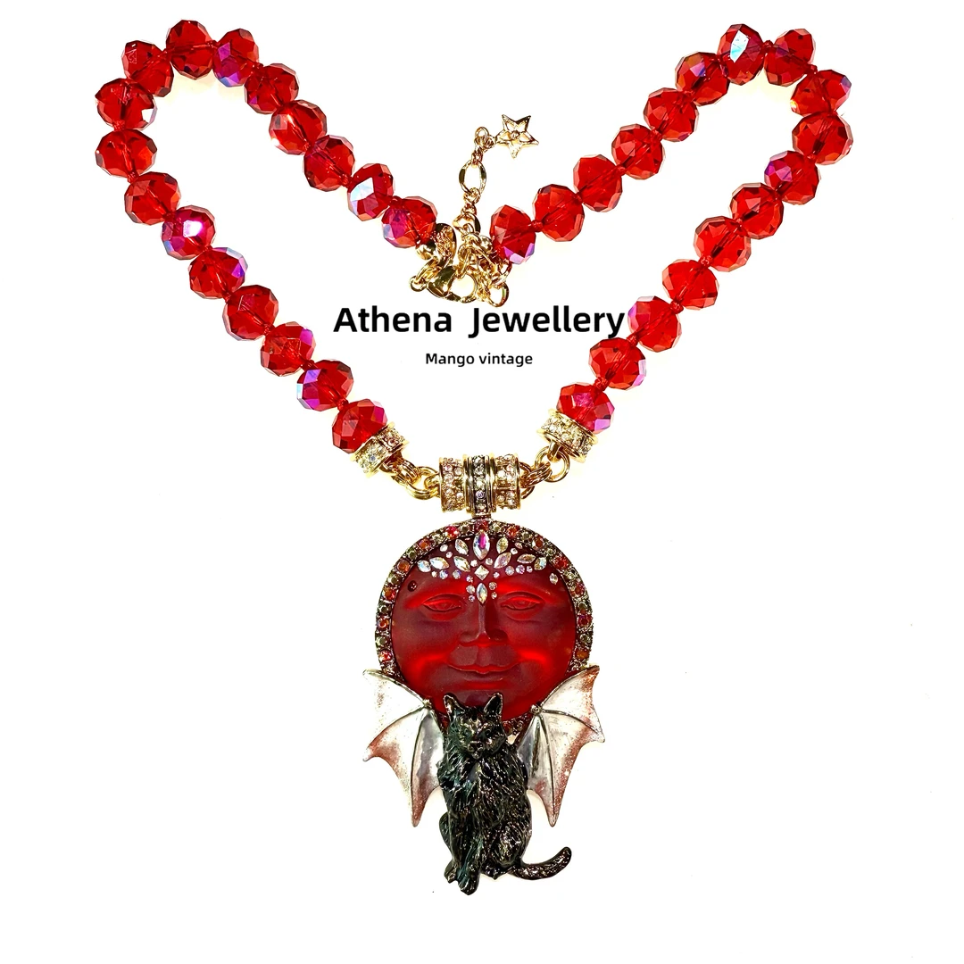 铜合金项链 KirksFolly蝙蝠摩恩脸项链时尚复古镶嵌[中古正品]