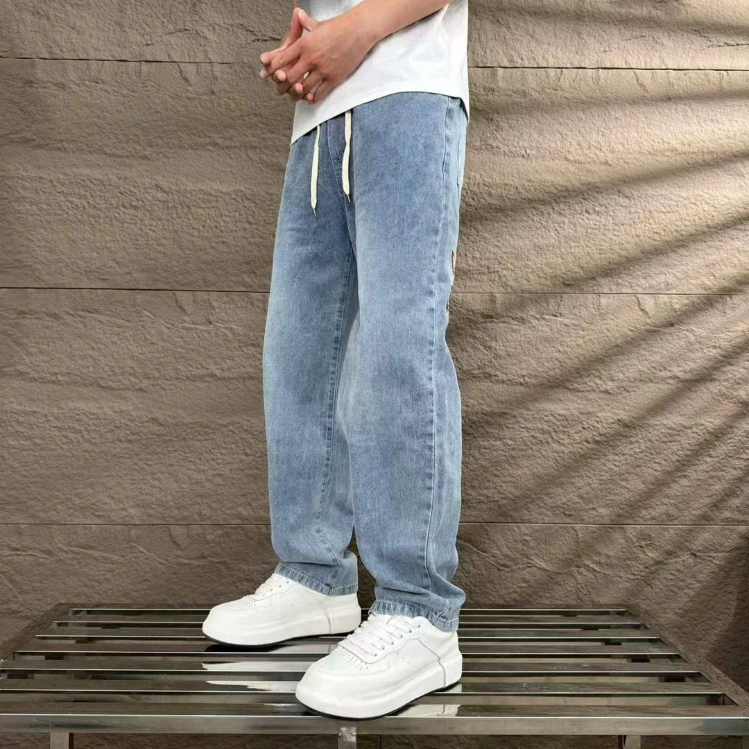 男士薄款潮流直筒时尚潮流韩版松紧腰潮款流行爆款水洗宽松百搭
