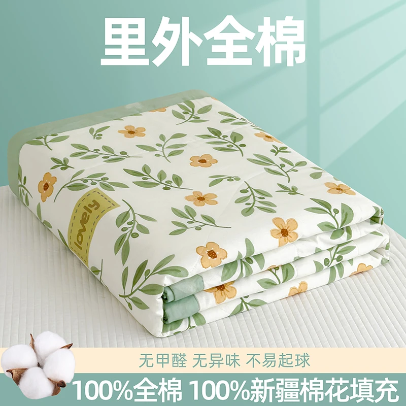 2025新款里外全棉100%棉花夏被纯棉印花夏凉被空调被舒适四件套