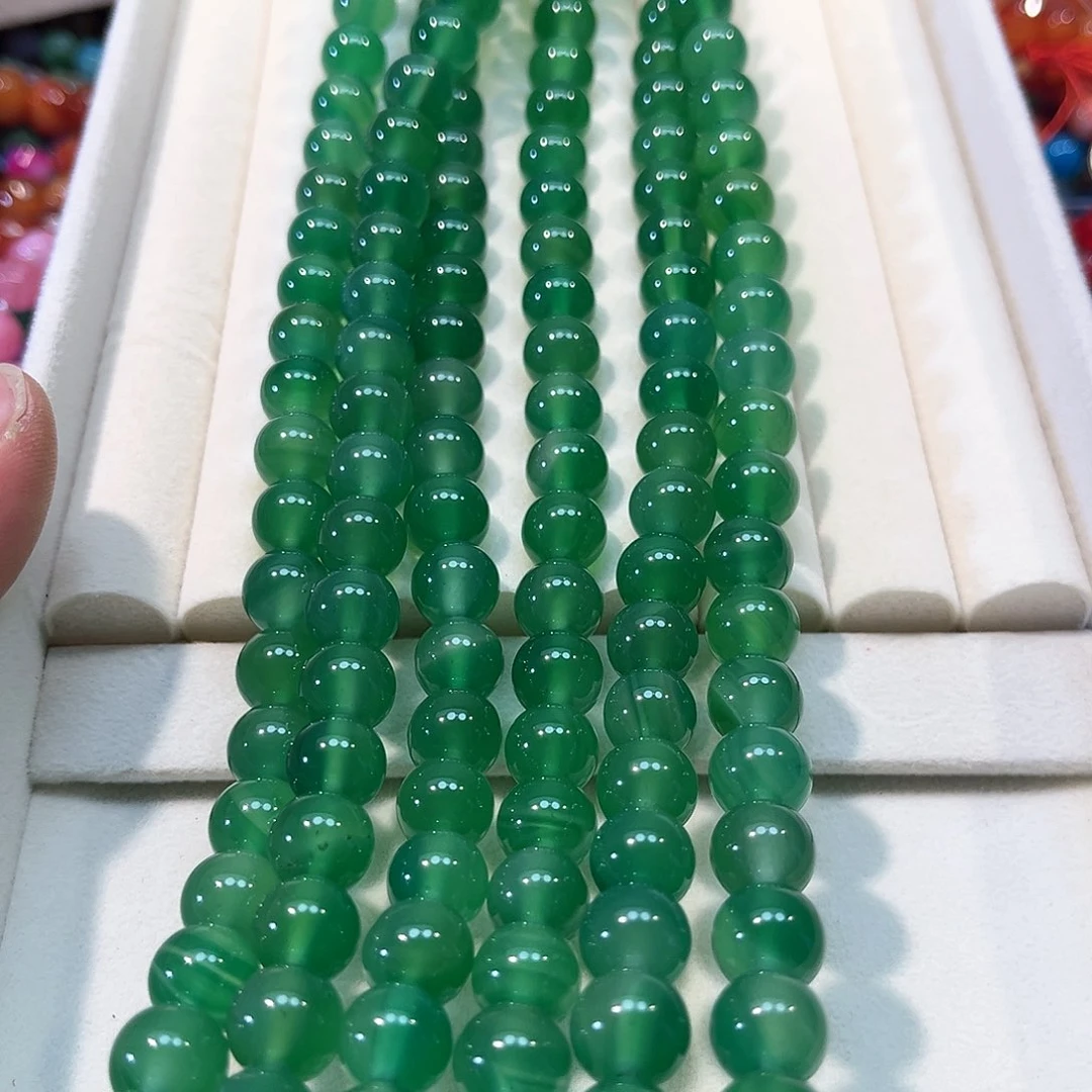 玛瑙/玉髓合金珠宝半成品绿玛瑙一条10mm