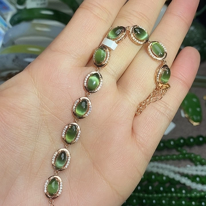 和田玉银S925镶嵌手链