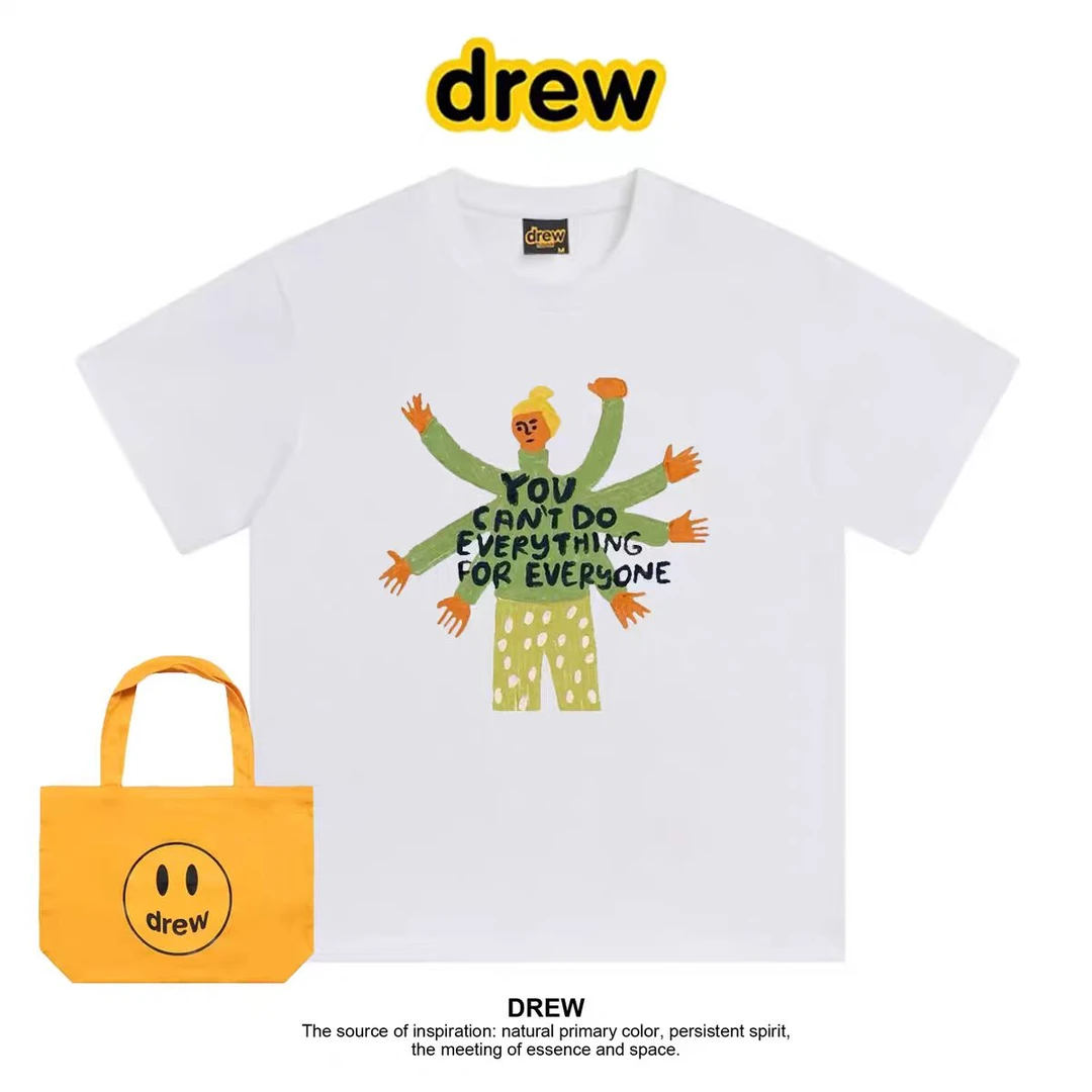 Drew笑脸经典字母短袖t恤百搭宽松纯棉休闲美式潮流圆领半袖ins夏