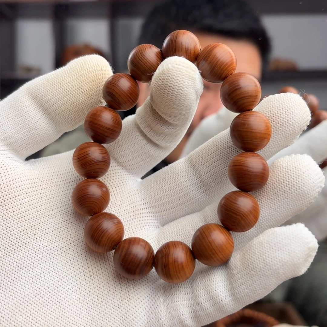 大***～柏木（崖柏）手串/手链15干黑甜香蚕丝纹