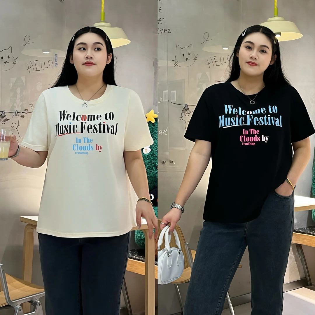 夏野橘光 / 美式复古印花短袖T恤14034花契大码200斤胖m小众显瘦