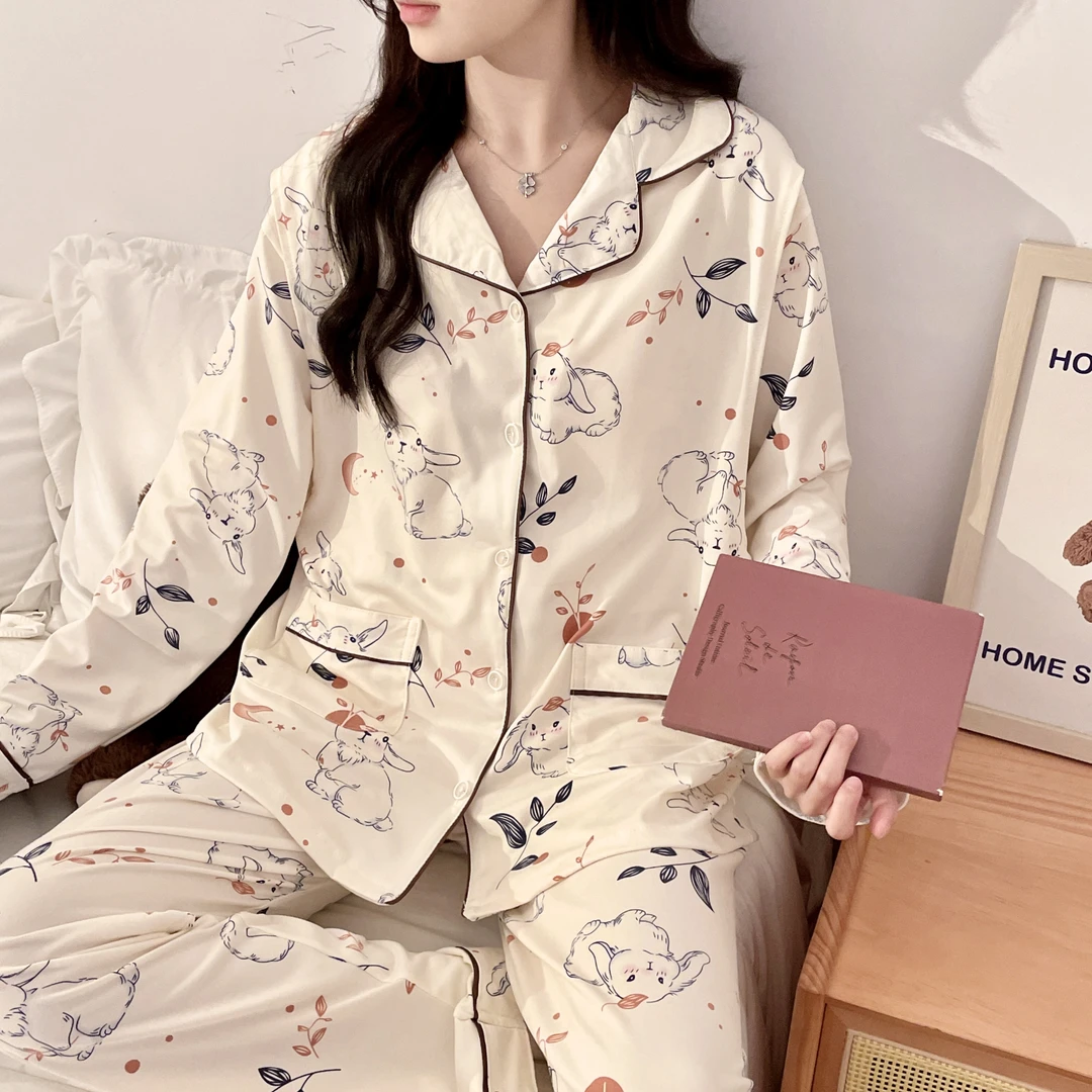 【春秋带胸垫】純棉月子服孕妇产后喂奶产妇哺乳怀孕期睡衣