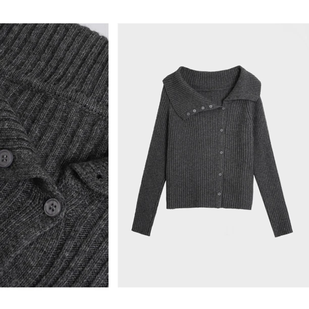 【一眼沦陷】不褪色针织常规款纯色针织衫百搭休闲开衫一字肩