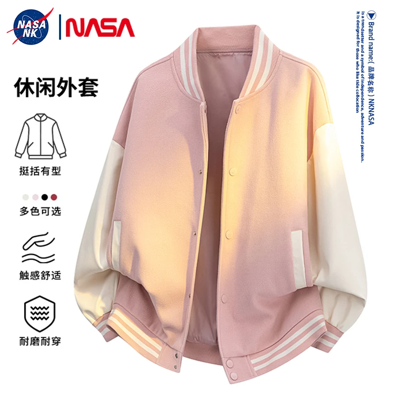 NASA联名拼接美式宽松男士棒球服夹克春秋季青少年潮流外套上衣服