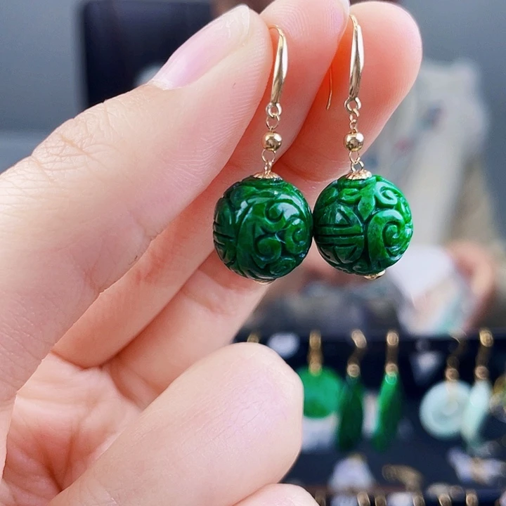 翡翠耳饰18K金镶嵌饰品