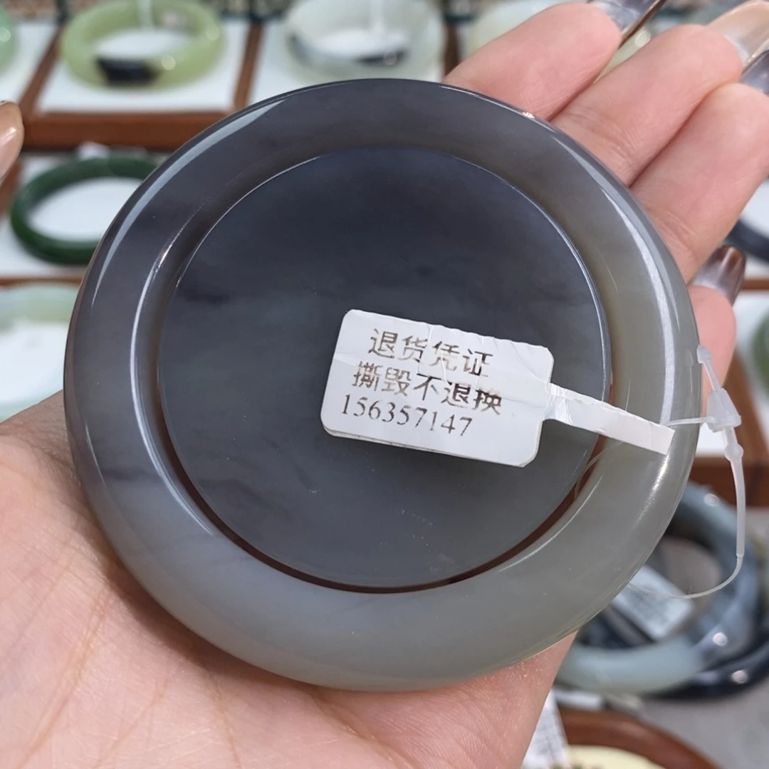 和田玉未镶嵌手镯青海意境烟紫套镯55/56