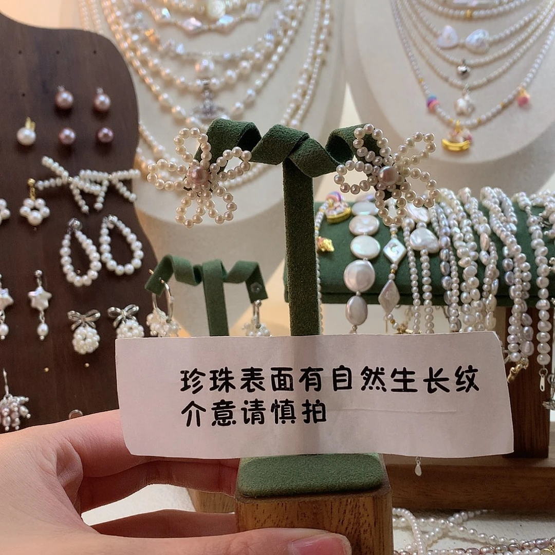 耳饰银S925镶嵌淡水珍珠
