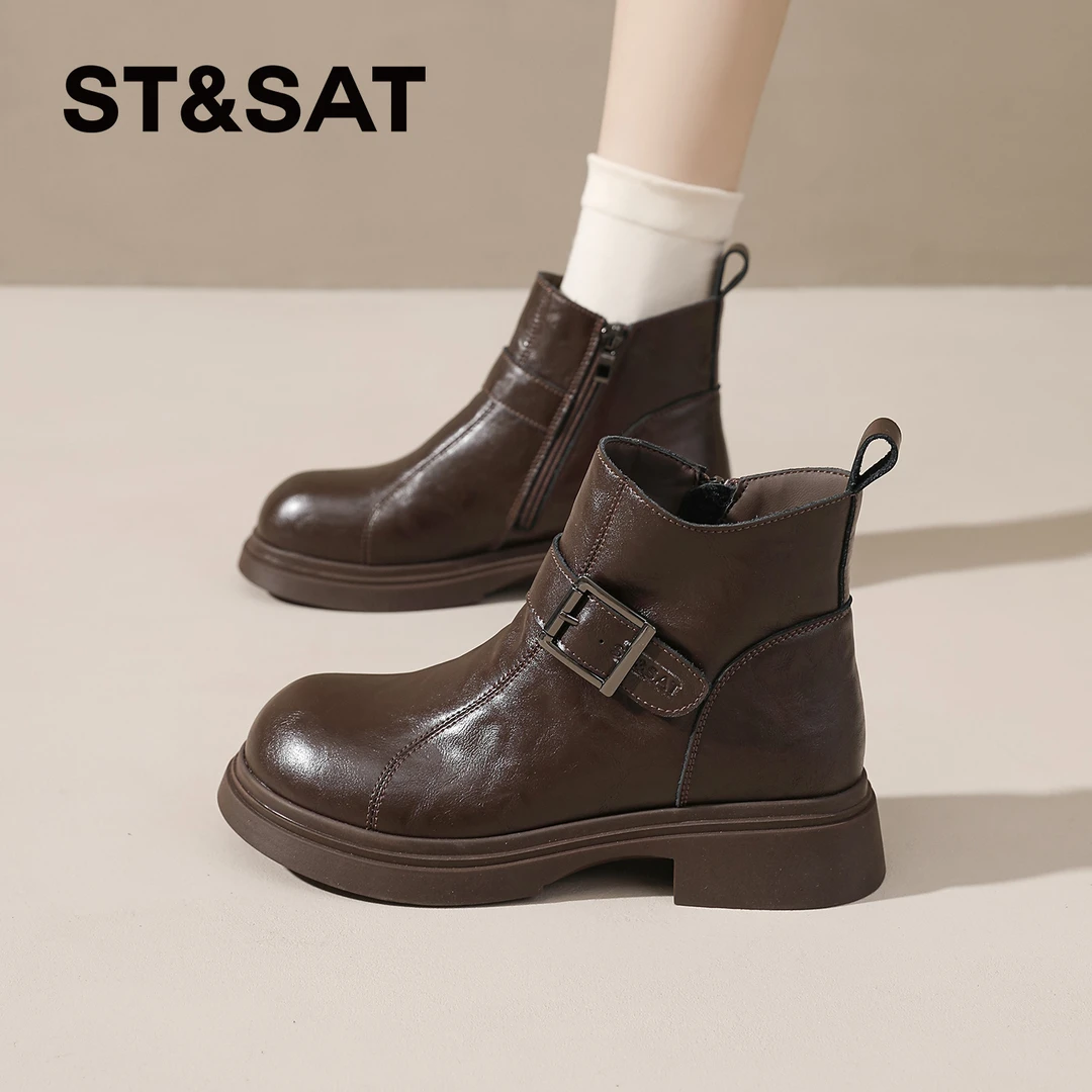 星期六马丁靴女款2025新款秋冬季加绒厚底英伦短靴子踝靴切尔西靴