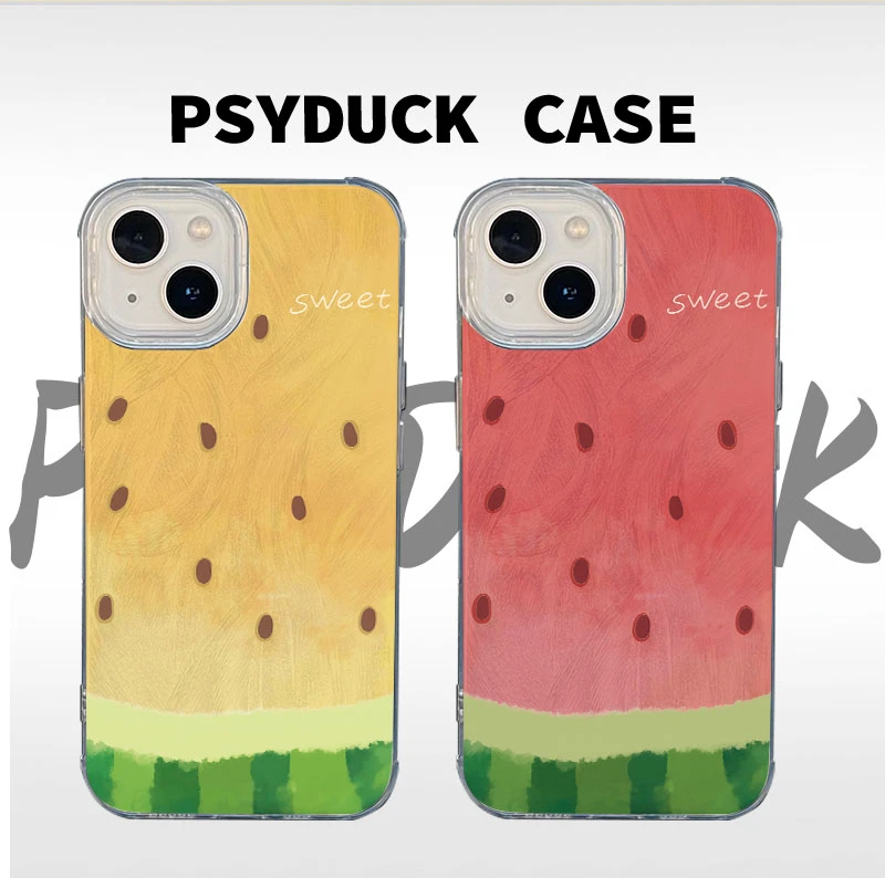 适用苹果华为一加小米红西瓜IMD羽纱卡通动漫防摔手机壳