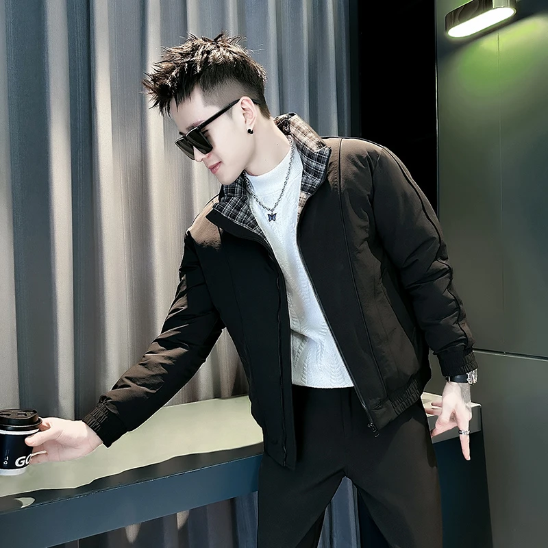 格纹棉服男款冬季2025新款高级感潮牌痞帅保暖棉袄子男装棉衣外套