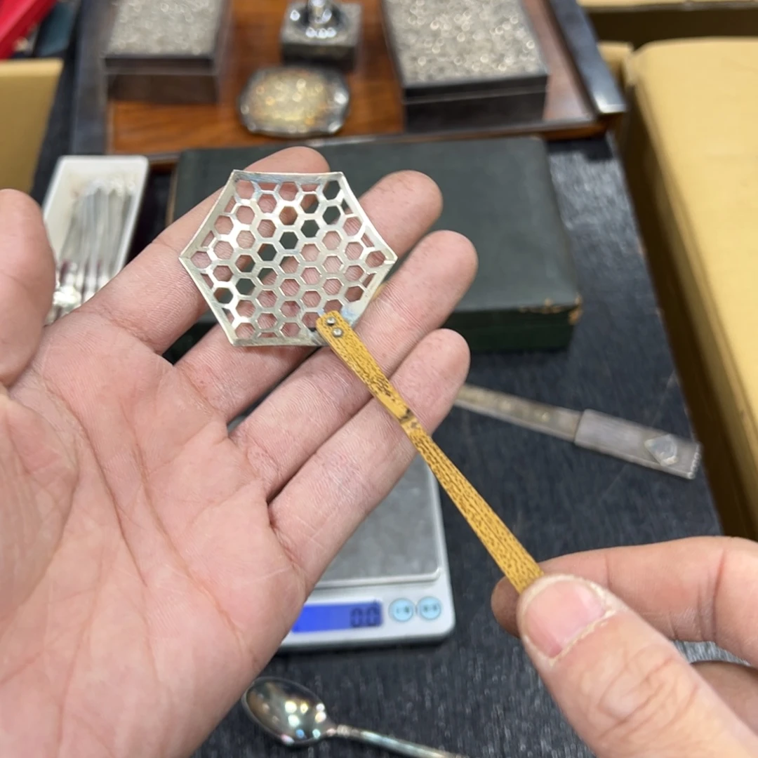 佰***轩925银木质日本中古工艺品摆件