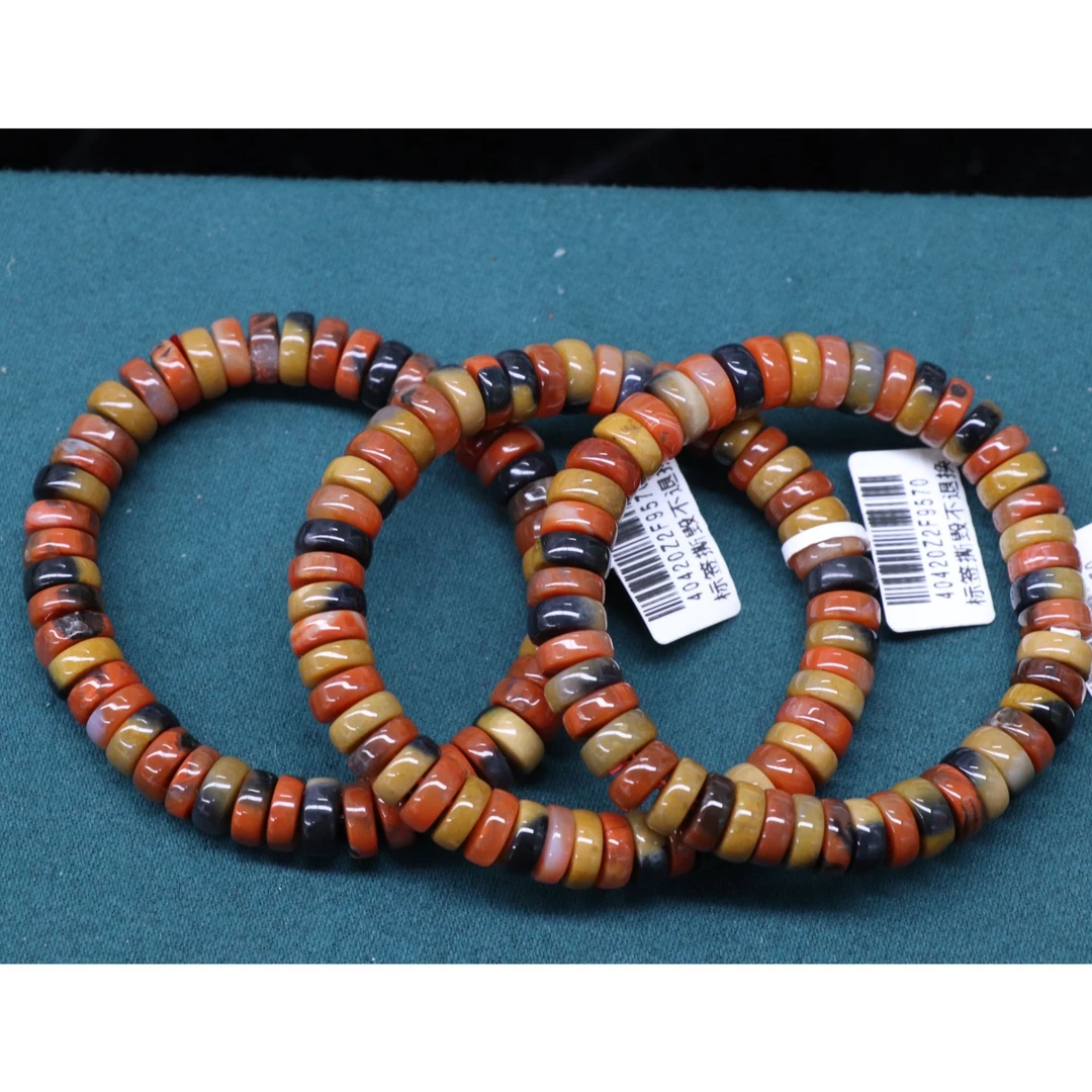 原矿无优化南红大山包黄绿皮包浆药片单圈9mm左右多样性发一条