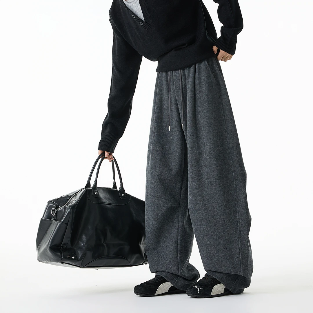 chements重磅360克格雷灰弯刀卫裤男秋冬宽松百搭运动休闲裤情侣