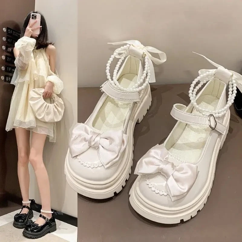 3外贸蝴蝶结配裙子英伦风小皮鞋女复古夏日系学院风单鞋玛丽珍