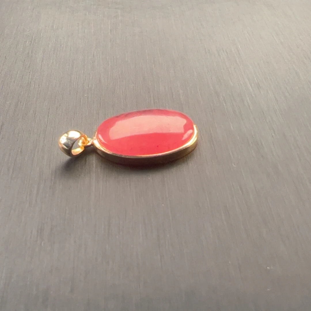 菱锰矿（红纹石）银S925镶嵌吊坠(赠链)