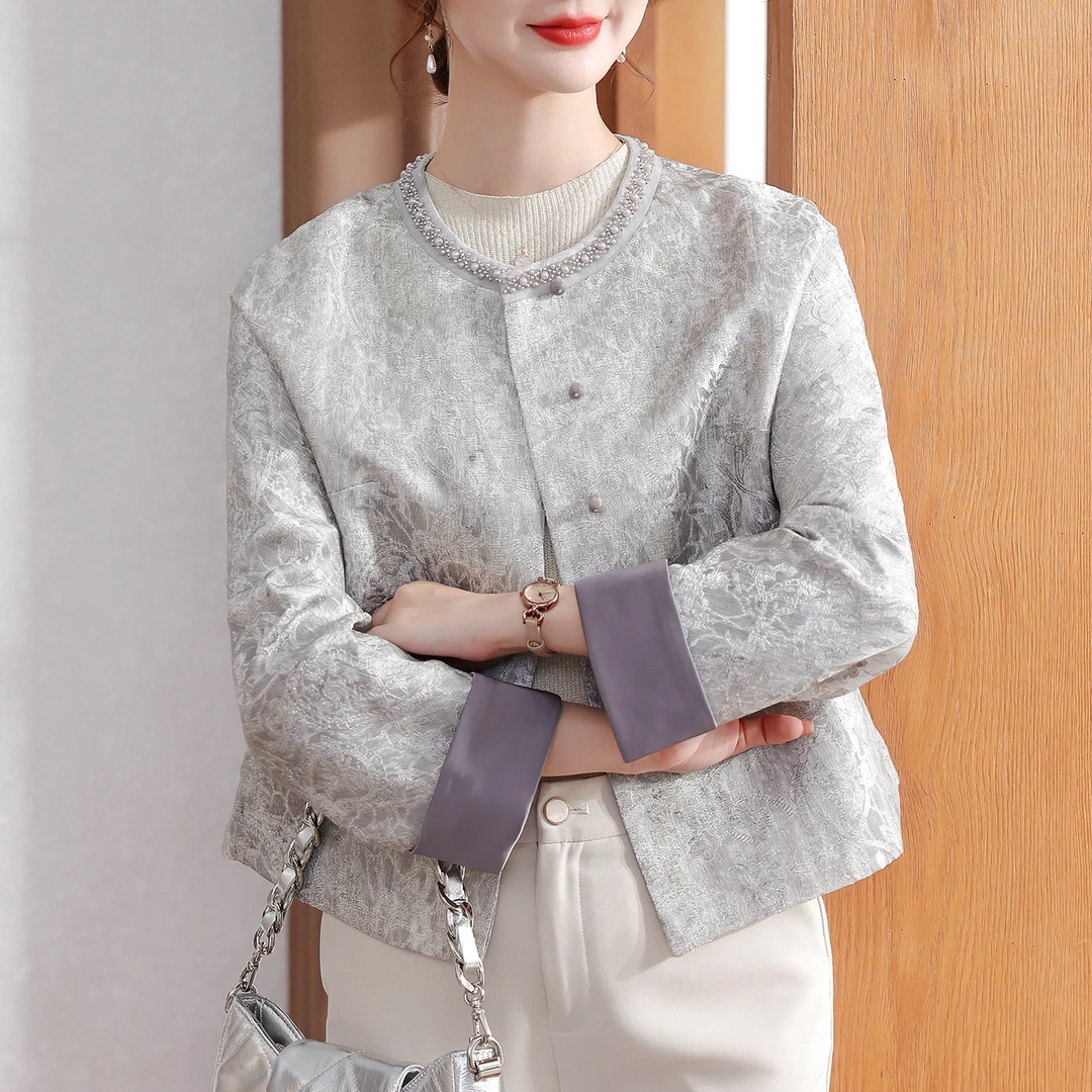 俞兆林妈妈秋冬外套时尚新款中老年女装新中式国风短款上衣服