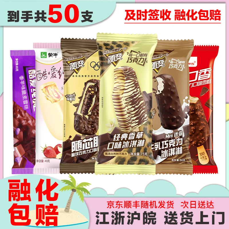 50支冰淇淋组合 随变香草随芯脆迷你牛乳香芋草莓满口香雪糕
