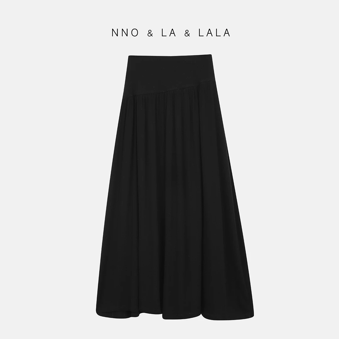 LA 纸片人（超大面料）极简 黑色 莱赛尔羊毛 大摆 半身裙 26358