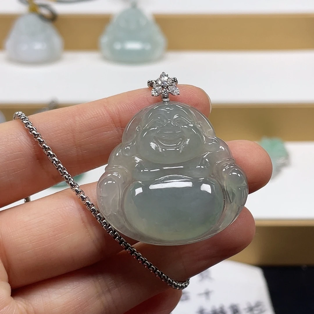 翡翠未镶嵌颈饰天然翡翠佛公吊坠一件32号