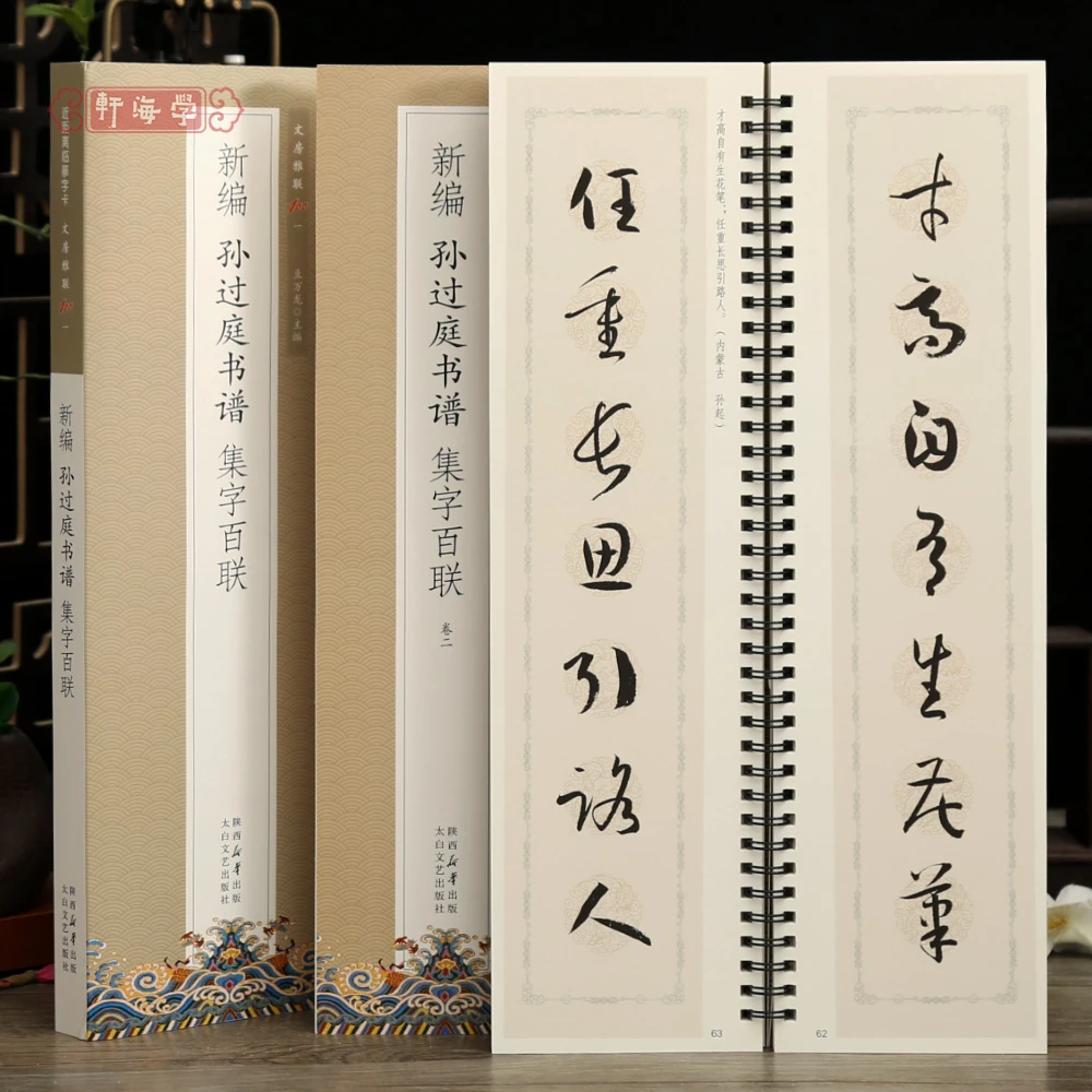 学海轩共2本100副孙过庭书谱集字百联文房雅联近距离临摹字卡简