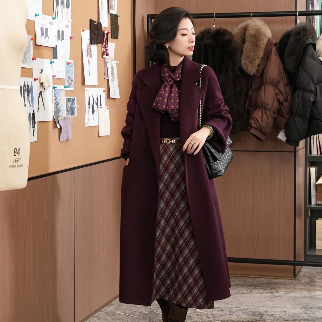 西子/【枫丹白露】羊绒羊毛莱赛尔手缝双面呢长款大衣/DYXS0505