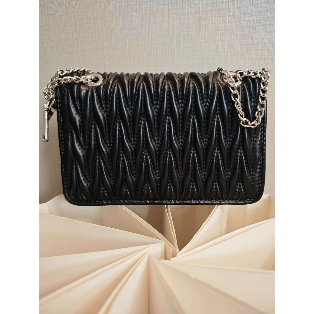 TOLEX2025新款手工时尚褶皱百搭女包黑色