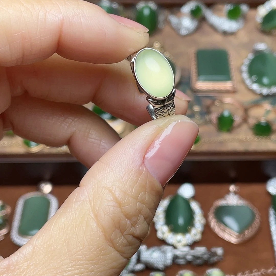 和田玉（碧玉）银S925镶嵌吊坠(不含链)