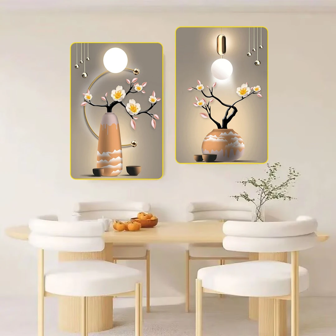 L016现代餐厅花瓶装饰画儿童卧室简约轻奢风平平安安组合挂画