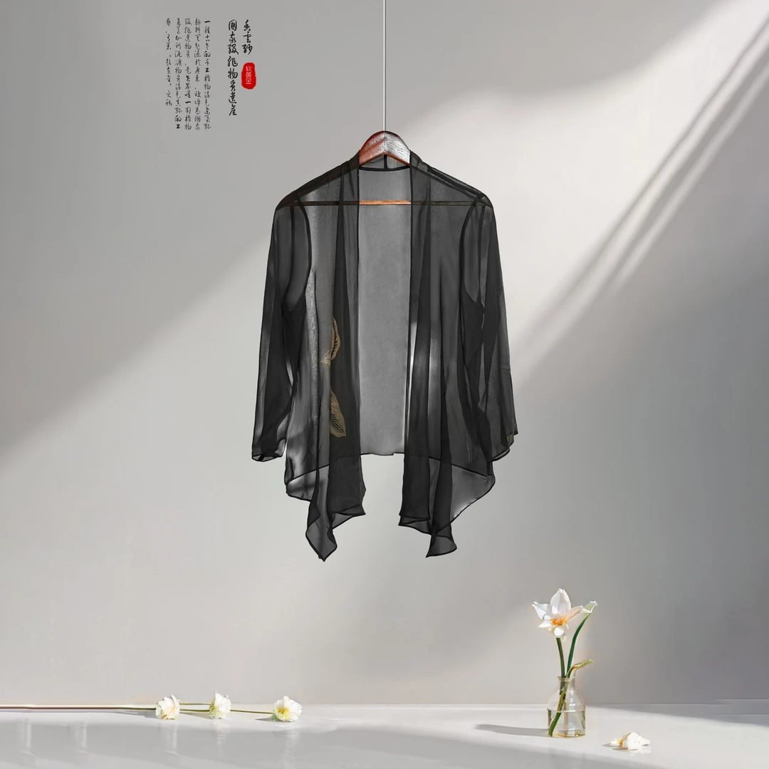 【烟萝】熊姐高端国风古风运动夏季香云纱中式宽松复古外披XJ50502