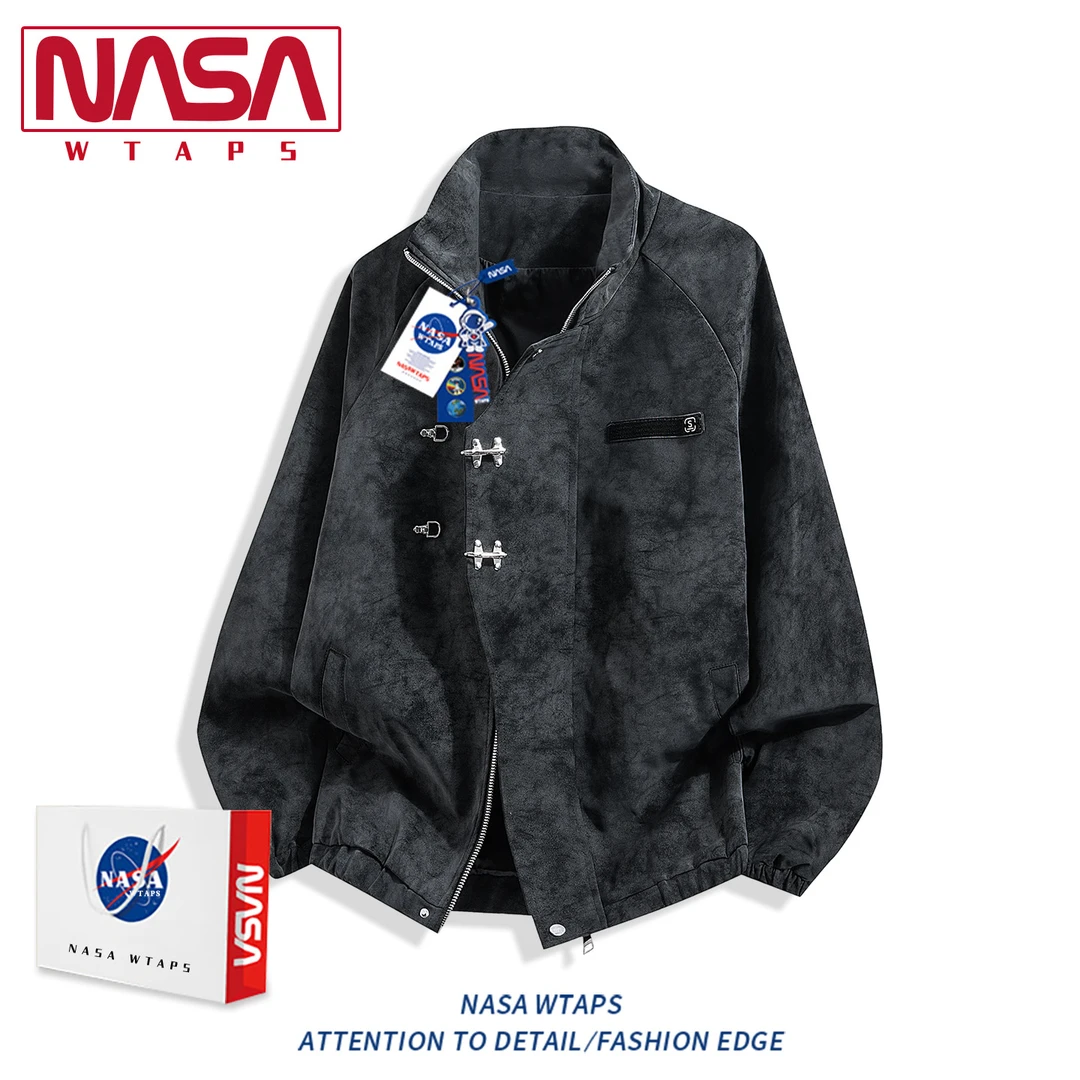 NASA WTAPS美式扎染雾面皮衣夹克男女秋冬季潮牌宽松痞帅复古外套