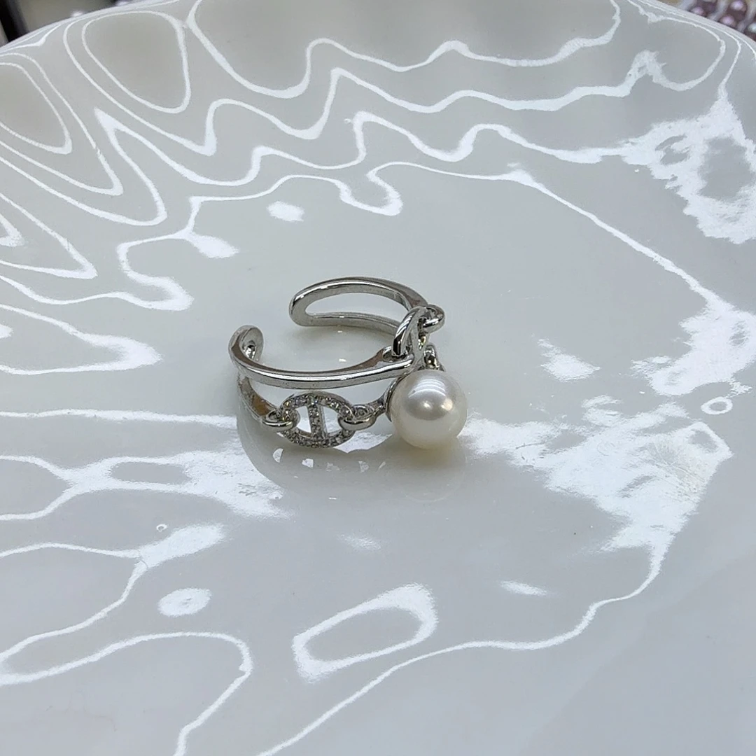 淡水珍珠戒指合金8mm无核戒指