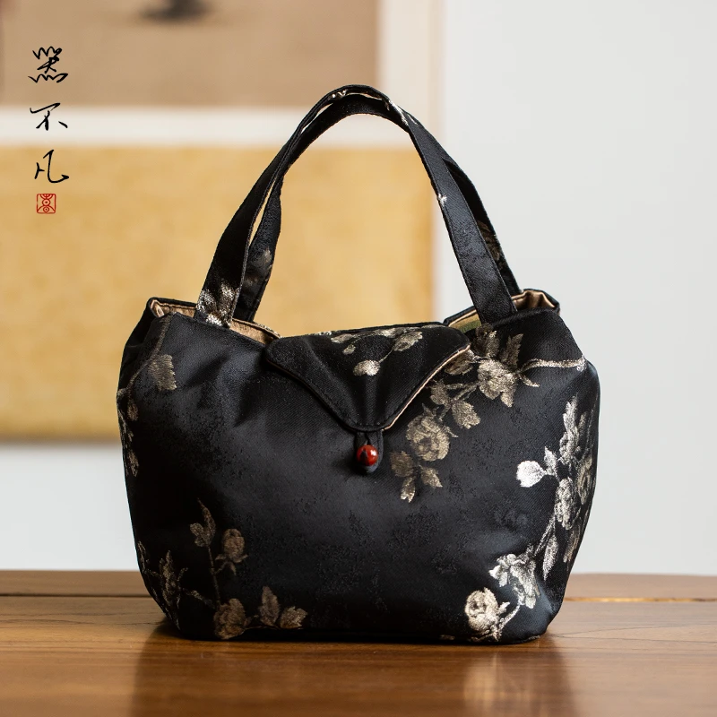 织锦布艺提梁收纳包旅行茶具便携一壶四杯加厚茶壶茶杯收纳盒布袋