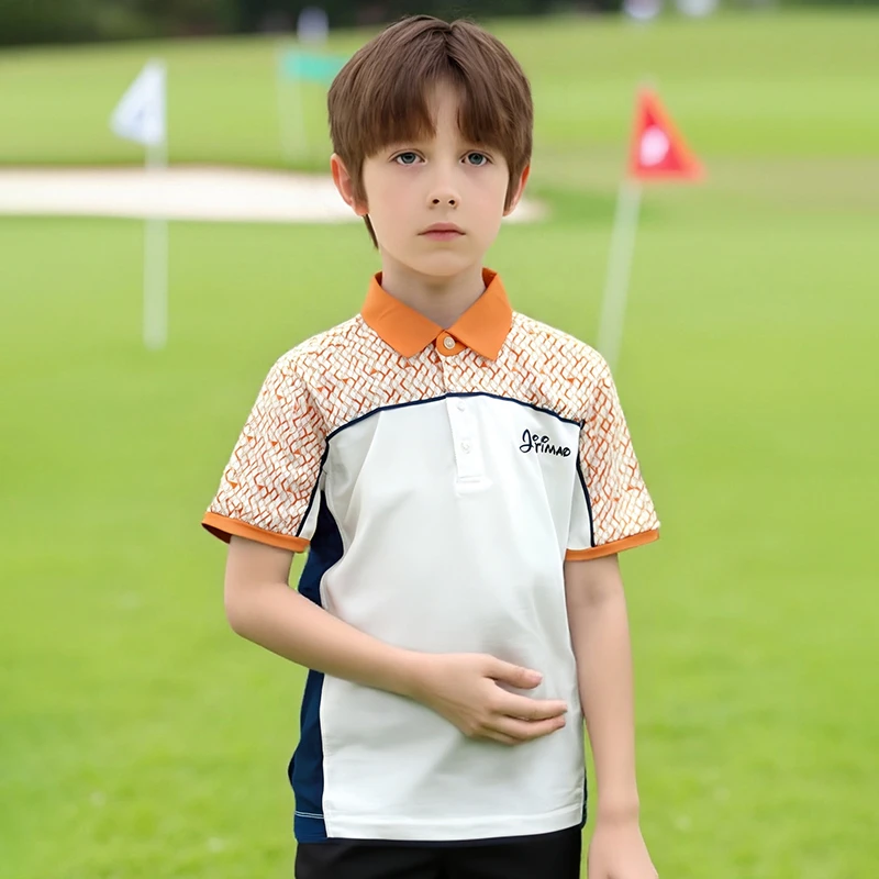 吉缇猫高尔夫儿童装夏季新款短袖T恤青少年golf男款吸湿透气短袖