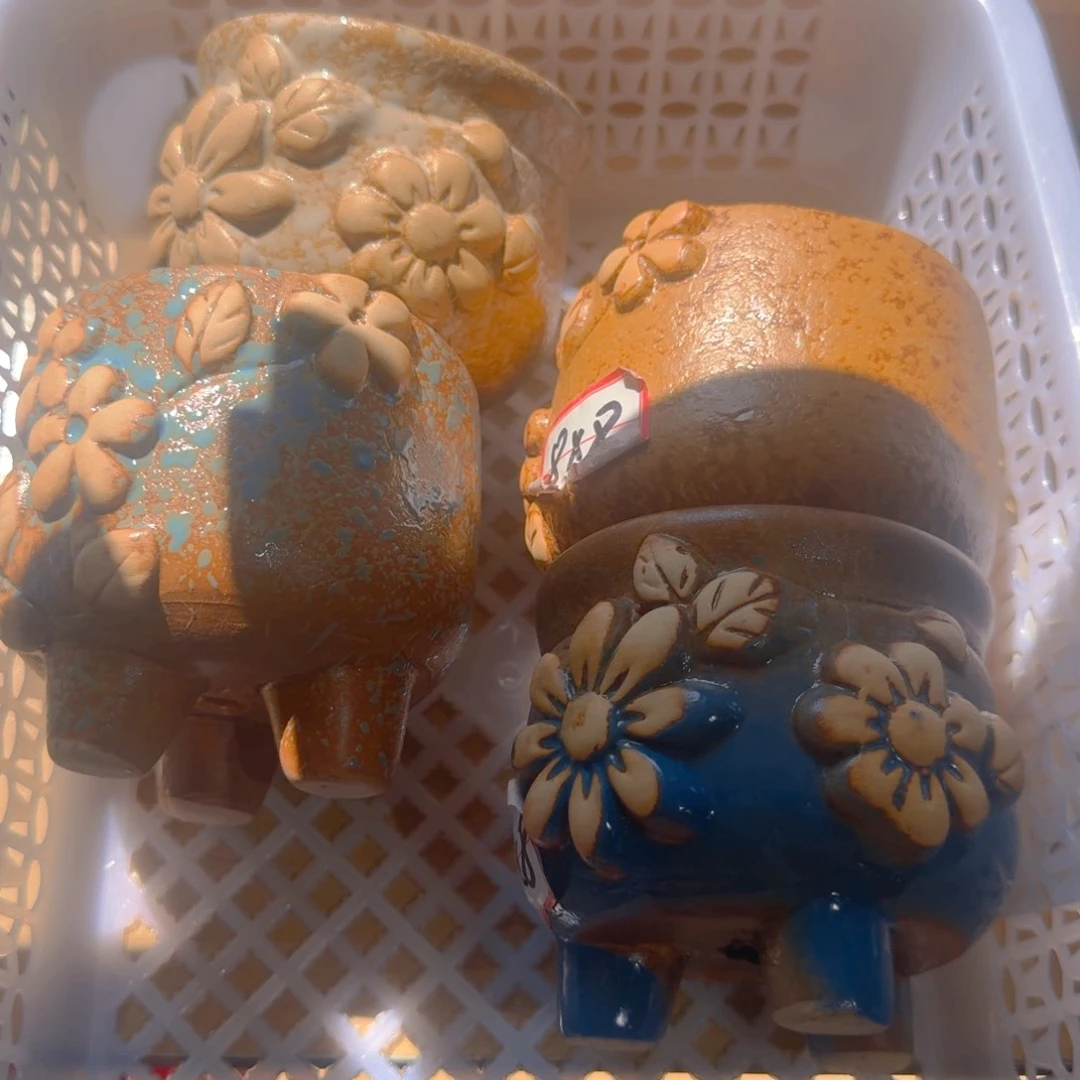 紫砂花盆粗陶精雕