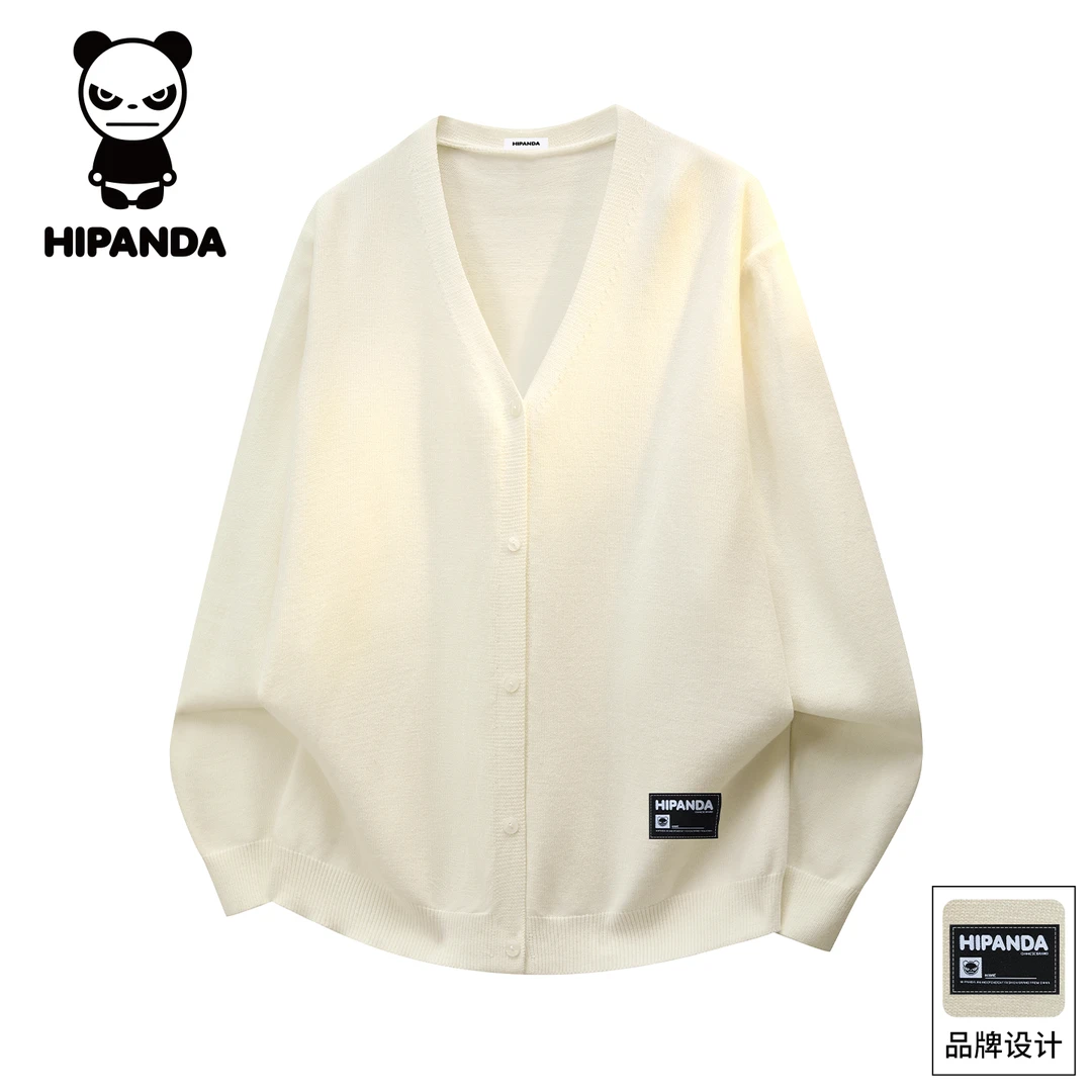 Hi Panda你好熊猫男士开衫毛衣秋冬季潮牌百搭休闲宽松针织衫外套