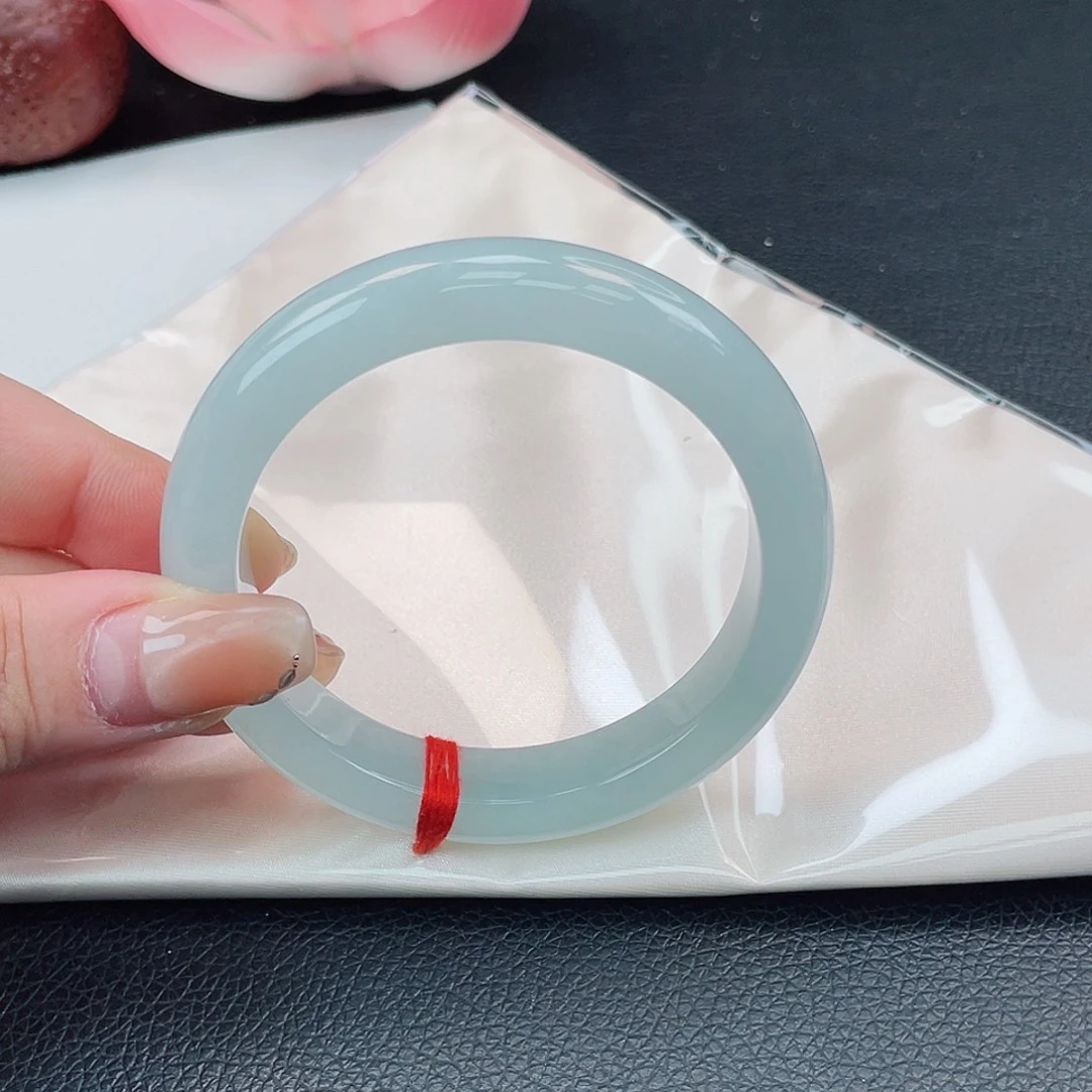 翡翠未镶嵌手镯57正圈冰胶葡萄肉甜美