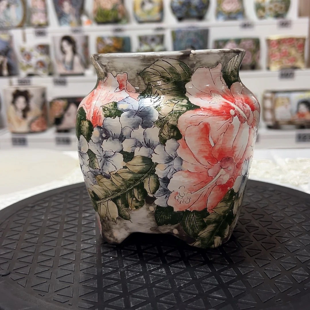 m***洋手绘陶瓷花盆美盆