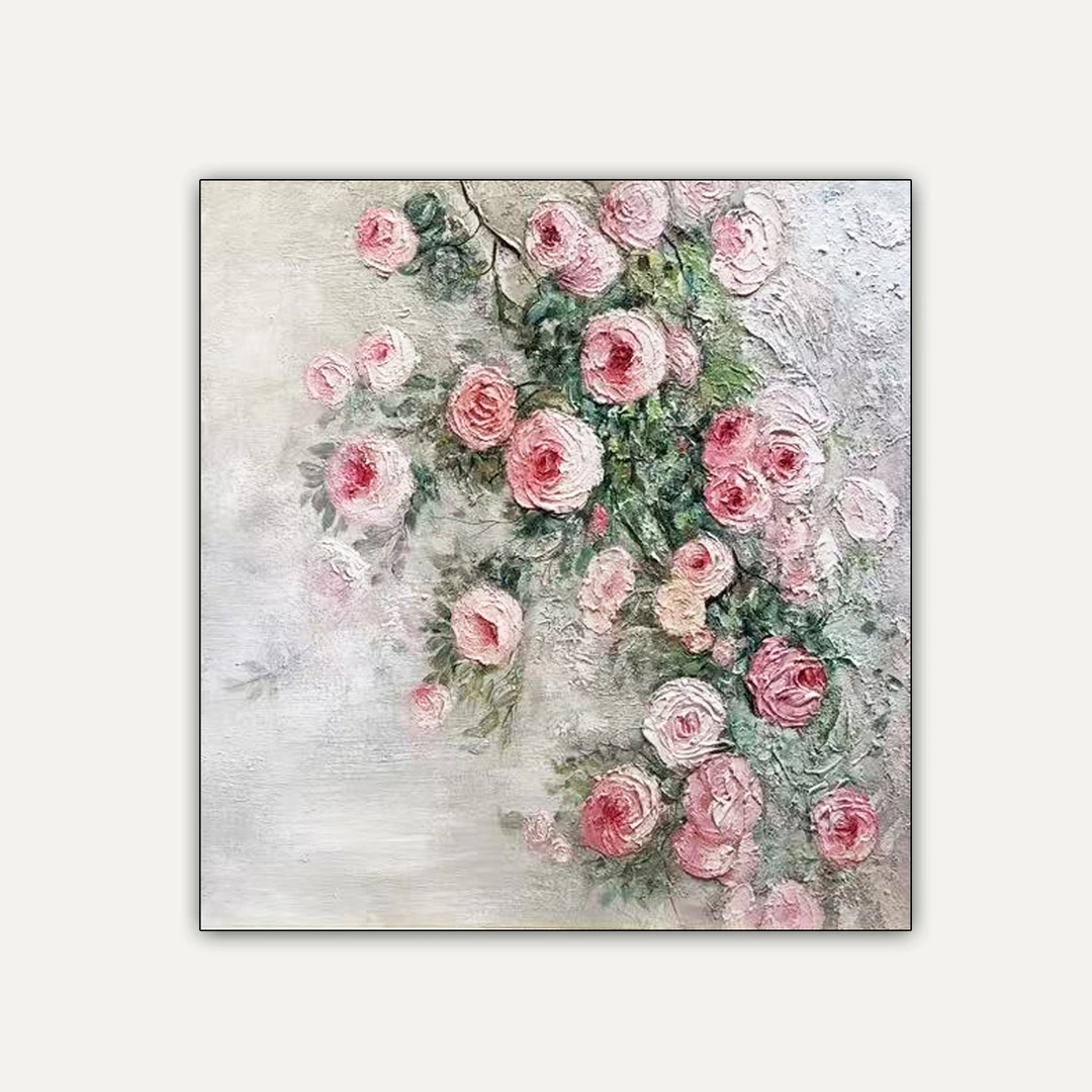 80*80油画风高级感植物花卉装饰画客厅餐厅沙发背景墙卧室挂画