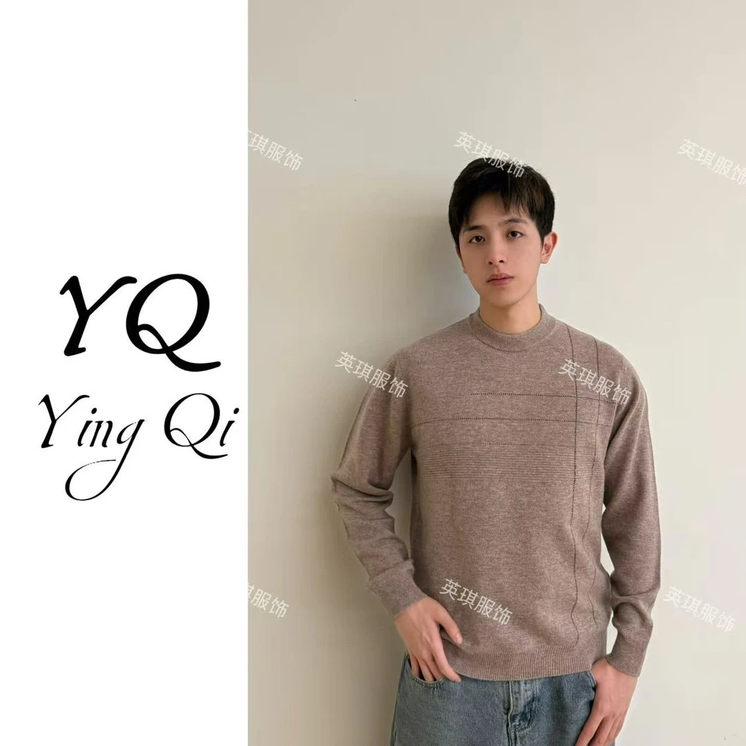 【英琪 】100羊毛男装 条纹绵羊毛老钱风秋冬加厚保暖针织