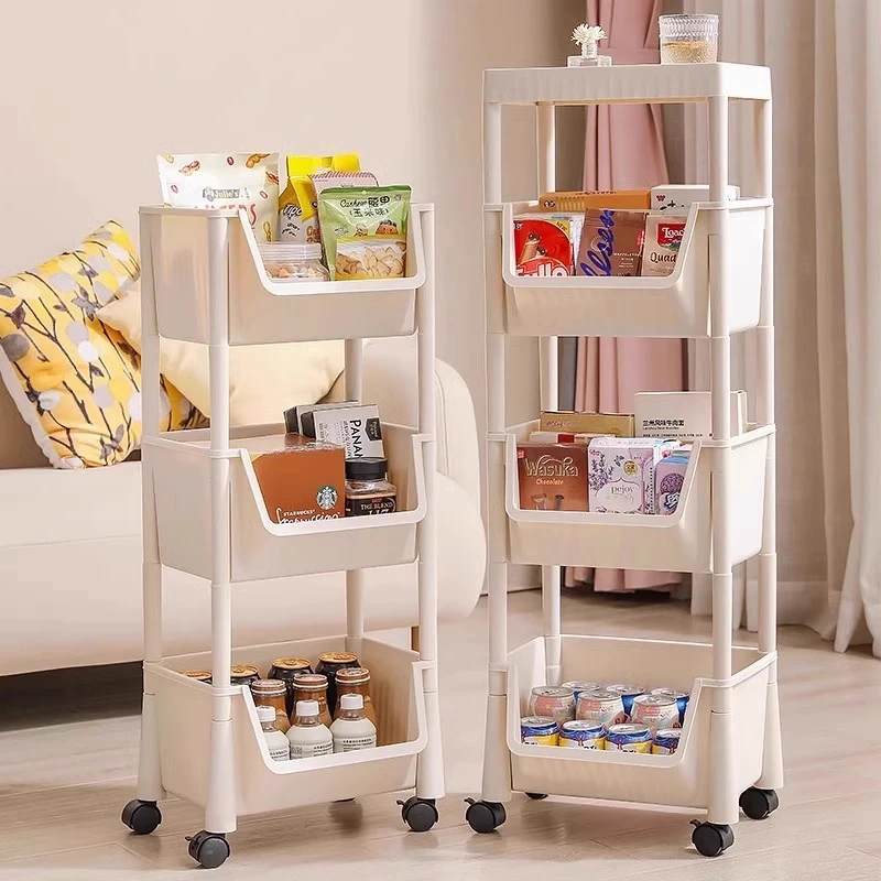 置物架厨房落地多层菜篮子多功能零食小推车移动收纳放菜架子F