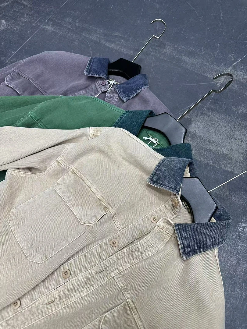 小众潮牌男女同款美式复古水洗牛仔工装外套 LKB788#HJD