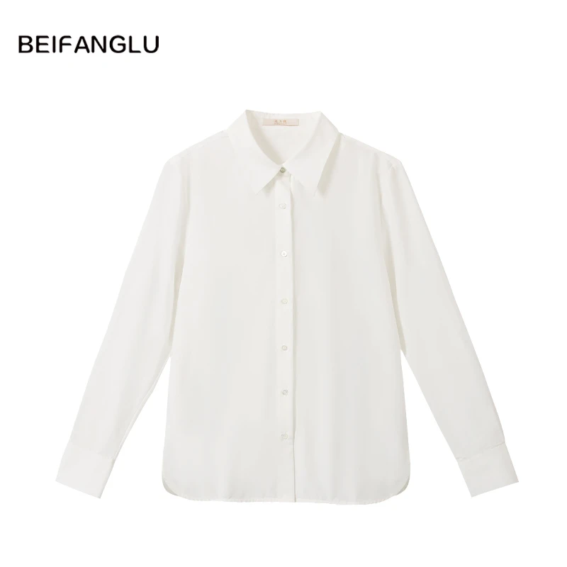 北方鹿【75.4%棉 24.6%桑蚕丝】通勤高级感正肩款女士白衬衫251418